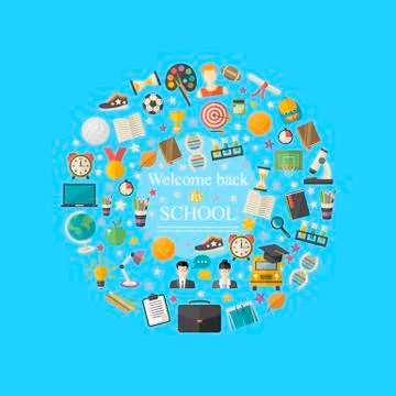 Vector Education icon flat set Stock Illustration