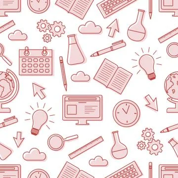 Vector education pattern Learning Back to school 库存插图