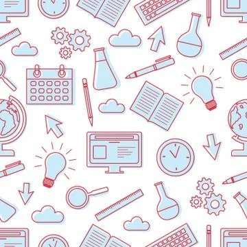 Vector education pattern Learning Back to school 库存插图