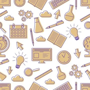 Vector education pattern Learning Back to school Illustrazione stock