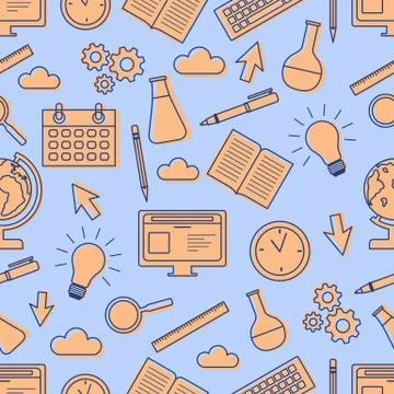 Vector education pattern Learning Back to school 库存插图
