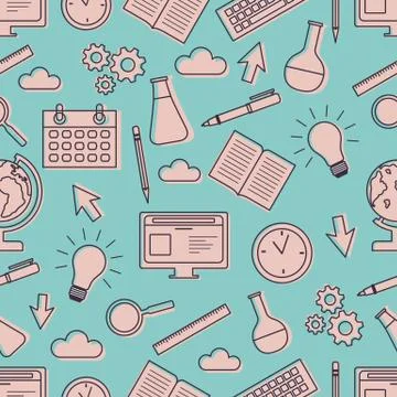 Vector education pattern Learning Back to school 库存插图