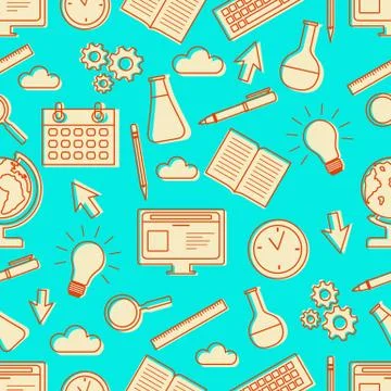 Vector education pattern Learning Back to school 库存插图