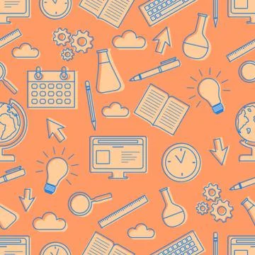 Vector education pattern Learning Back to school Illustrazione stock