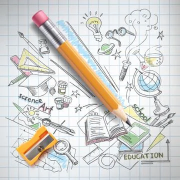 Vector education, science concept, pencil, sketch Stock-Illustration