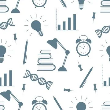 Vector education seamless pattern Study Learning 스톡 일러스트