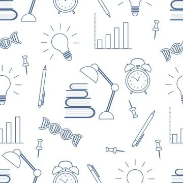 Vector education seamless pattern Study Learning Illustrazione stock