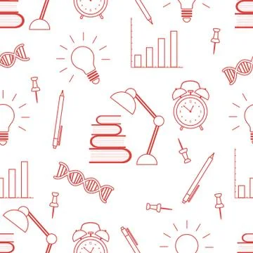 Vector education seamless pattern Study Learning Illustrazione stock
