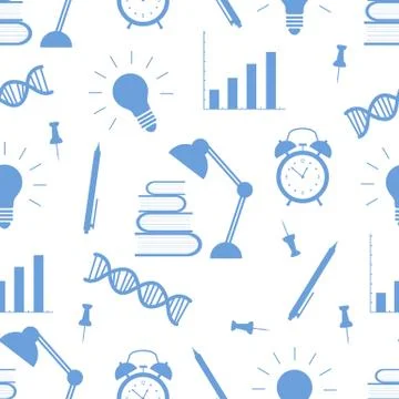 Vector education seamless pattern Study Learning Stock Illustration