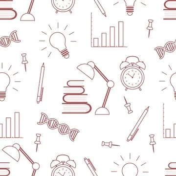 Vector education seamless pattern Study Learning Stockillustratie