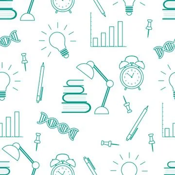 Vector education seamless pattern Study Learning Illustrazione stock