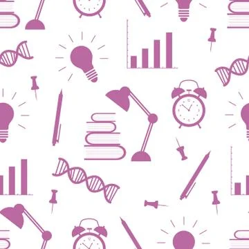 Vector education seamless pattern Study Learning 스톡 일러스트