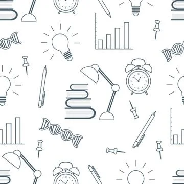 Vector education seamless pattern Study Learning 스톡 일러스트
