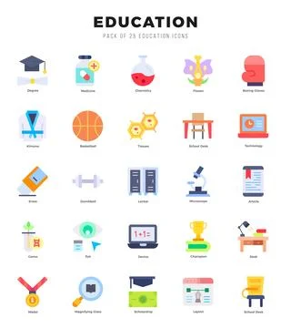 Vector Education types icon set in Flat style. vector illustration. Stock Illustration
