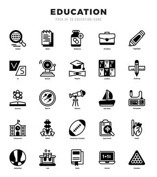 Vector Education types icon set in Lineal Filled style. vector illustration. Stock Illustration