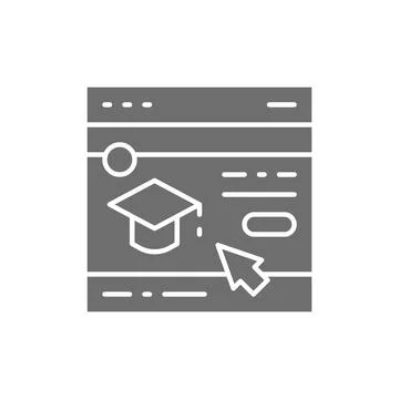 Vector education website, web page grey icon. Stock Illustration