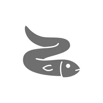 Vector eel, fish, aquatic animal grey icon. Stock Illustration