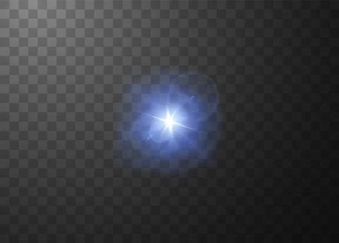 Vector effect of a blue flash with bright rays and highlights on a transparent Illustrazione stock