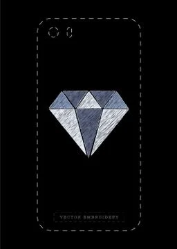 Vector effect of embroidery of a precious stone. Diamond Stock Illustration