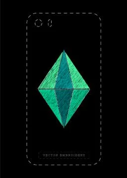 Vector effect of embroidery of a precious stone. Emerald Stock Illustration