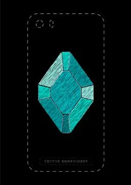 Vector effect of embroidery of a precious stone. Opal Stock Illustration