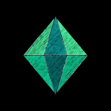 Vector effect of embroidery of a precious stone. Emerald Stock Illustration