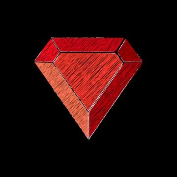 Vector effect of embroidery of a precious stone. Ruby Stock Illustration