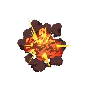 Vector effect of an explosion with smoke, flame and fire in cartoon style Stock Illustration