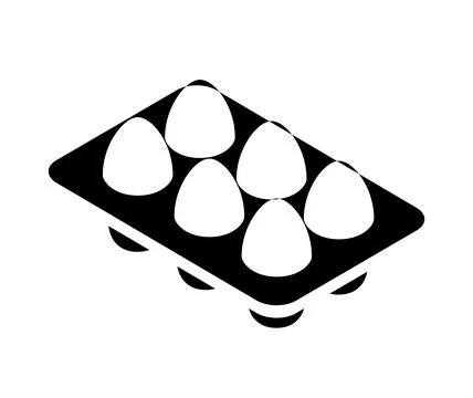 Vector egg carton isolated pack. Eggs container box cooking food cardboard black Stock Illustration