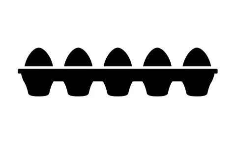 Vector egg carton pack. Eggs container box cooking food cardboard black icon. Stock Illustration