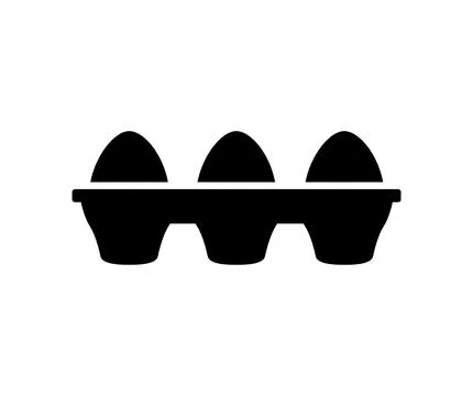 Vector egg carton pack. Eggs container box cooking food cardboard black icon. Stock Illustration