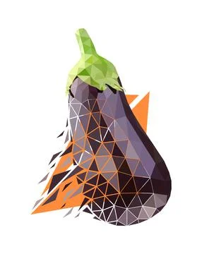Vector eggplant in low poly style Stock Illustration