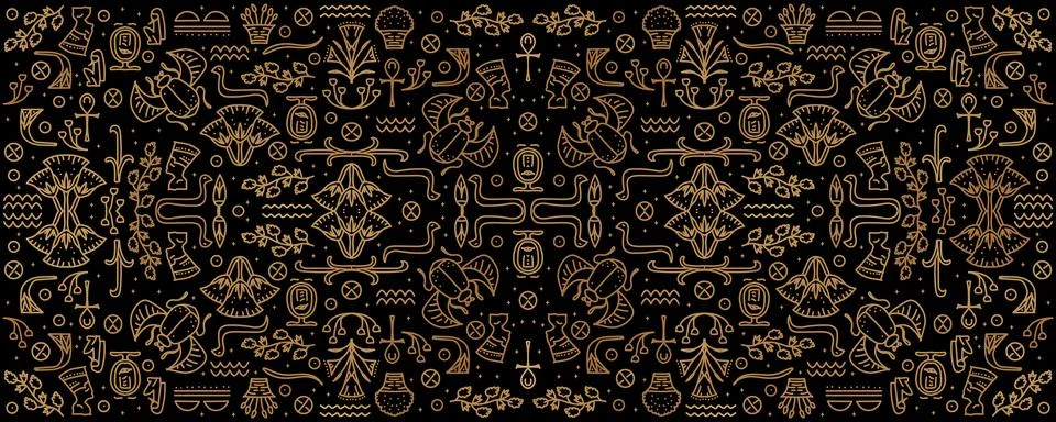 Vector Egypt cover background, decorative geometric african seamless Stock Illustration