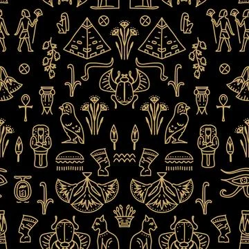 Vector Egypt cover background, decorative geometric african seamless Stock Illustration