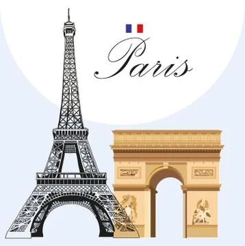 Vector Eiffel tower and Triumphal Arch Stock-Illustration