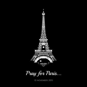 Vector Eiffel Tower, symbol de France. Tribute to the victims of the attack in Stock Illustration