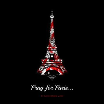 Vector Eiffel Tower, symbol de France with red spots. Tribute to the victims of Stock-Illustration