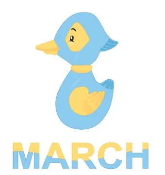 Vector eight duck greeting march yellow and blue Stock Illustration