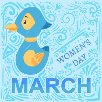 Vector eight duck greeting march womens day Stock Illustration