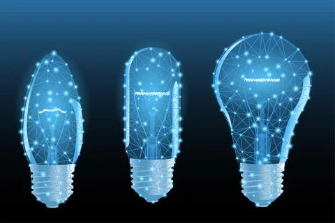 Vector electric bulb with lighting dots and mesh Stock Illustration