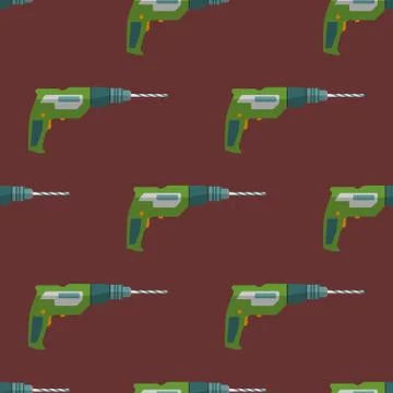 Vector electric drill seamless pattern. 스톡 일러스트