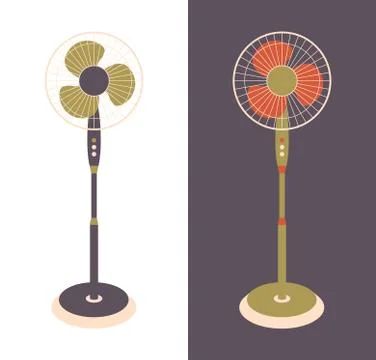 Vector electric fan isolated on background. Household devices for air cooling イラスト素材