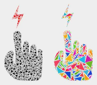 Vector Electric Hand Mosaic Icon of Triangle Elements Stock Illustration