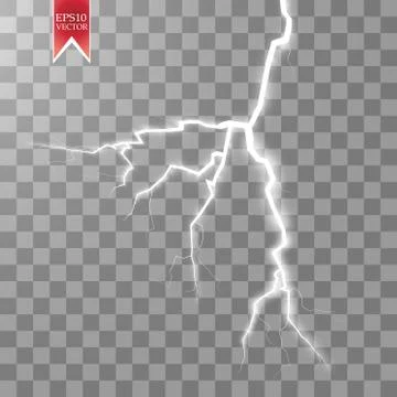 Vector electric lightning bolt. Energy effect. Bright light flare and sparks on Stock Illustration