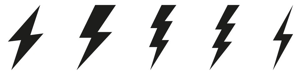 Vector electric lightning bolt logo set isolated on white background for elec Stock Illustration