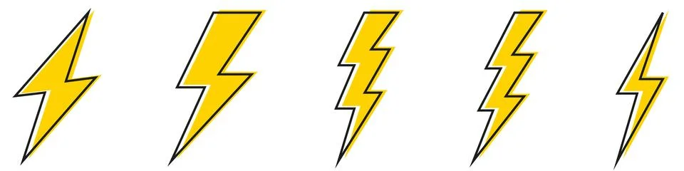 Vector electric lightning bolt logo set isolated on white background for elec Stock Illustration