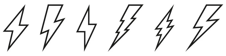 Vector electric lightning bolt logo set isolated on white background for elec Stock Illustration