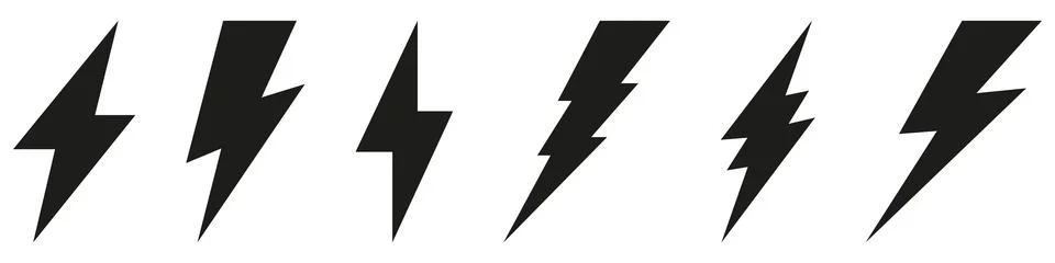 Vector electric lightning bolt logo set isolated on white background for elec Stock Illustration