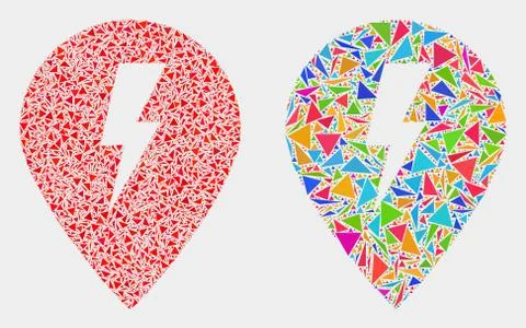 Vector Electric Map Marker Mosaic Icon of Triangle Elements Stock Illustration