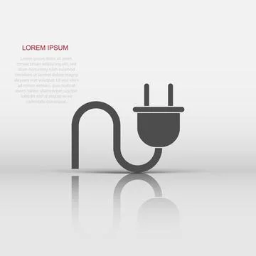 Vector electric plug icon in flat style. Power wire cable sign illustration.. Stock Illustration